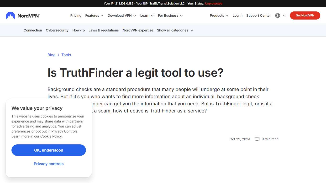 Is TruthFinder a legit tool to use? NordVPN