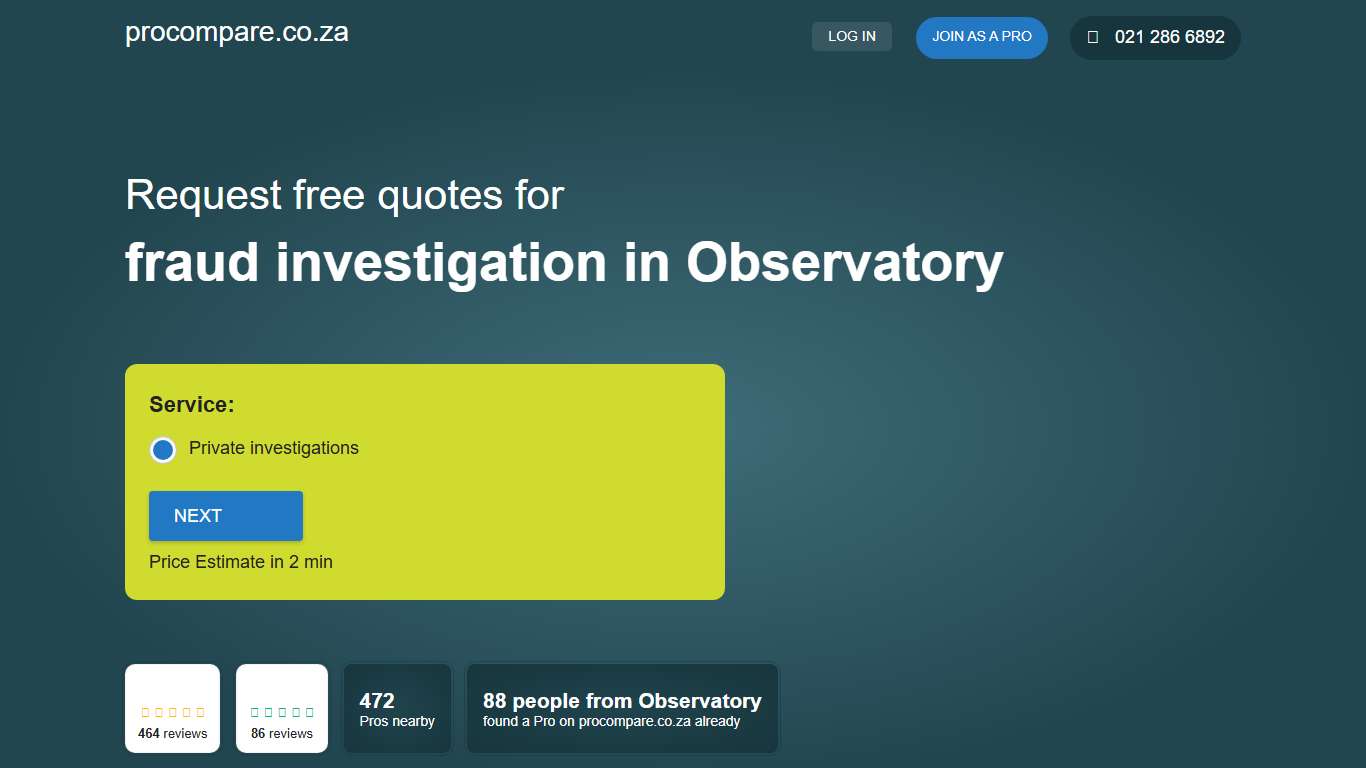 Top 20 fraud investigation Pros Observatory, 2026 - Procompare.co.za